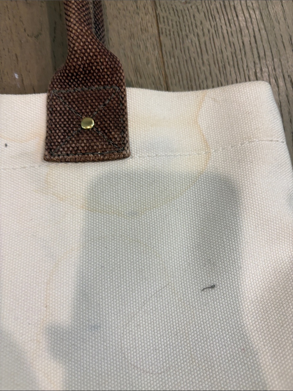 J Crew Canvas Tote Bag with Brown Handles - White - Picture 9 of 16